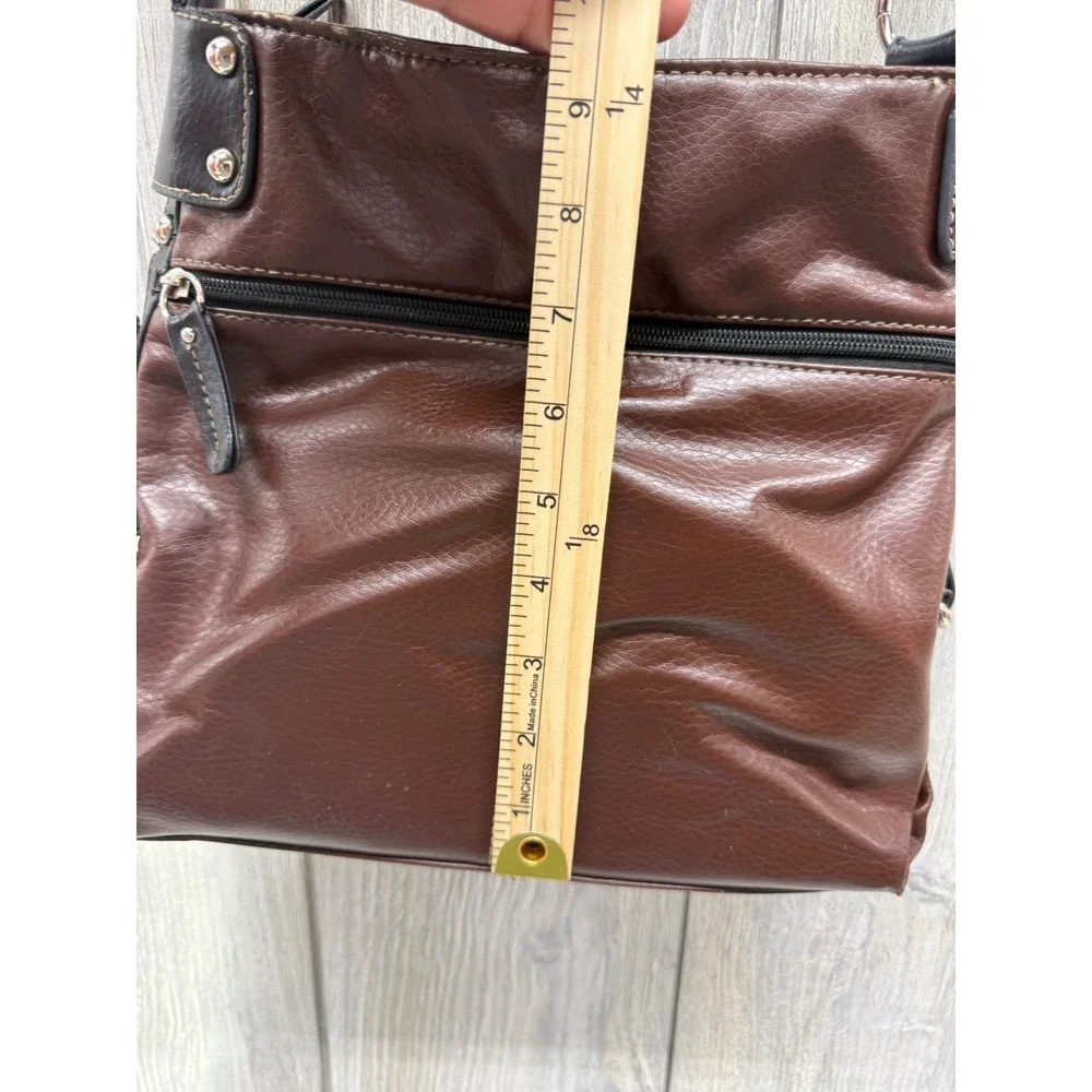 Tyler Rodan Brown Faux Leather Crossbody Bag Organizer Black Trim  Hardware